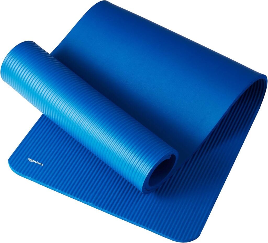 Amazon Basics 1/2 Inch Extra Thick Exercise Yoga Mat with Carrying Strap, Cushioned Support, for Fitness and Gym Workouts Amazon Basics 1/2 Inch Extra Thick Exercise Yoga Mat with Carrying Strap, Cushioned Support, for Fitness and Gym Workouts