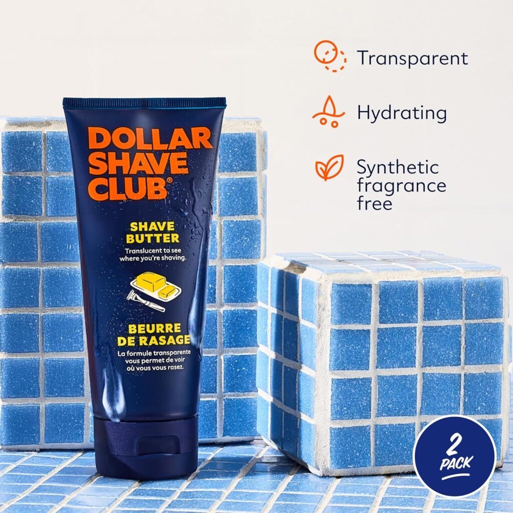 Dollar Shave Club Shave Butter 2-Pack | For Sensitive Skin, A Translucent Shaving Cream & Gel Alternative, Designed For A Gentle Glide, Helps To Fight Razor Bumps and Ingrown Hairs, Blue